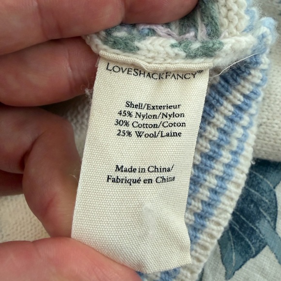 LoveShackFancy Keoni Cardigan in Blue Bells Flare Sleeved Sweater - Picture 8 of 9